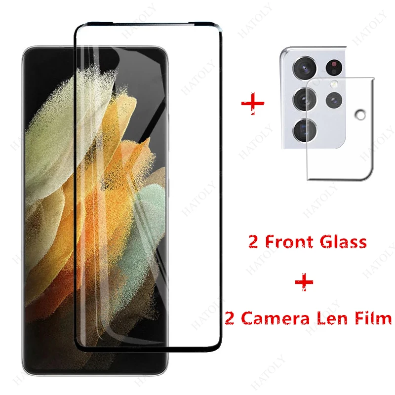 2Pcs For Samsung Galaxy S21 Ultra Glass for Plus S20 Tempered Screen Protector Camera Len Film |
