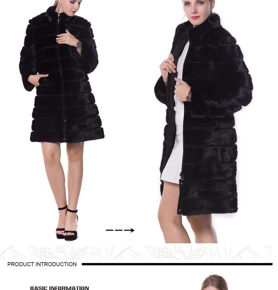 Excellent Real Mink Fur Coat Winter Long Natural Fur Mink Coats And Jacket Black Transformer Warm Women Clothes 2019 Vintage Plus Size 7XL 10