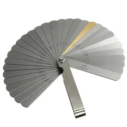 32pcs Range Finder Feeler Gauge Valve Stainless Steel Dual Reading Teaching Feeler Gauge 0.04-0.88 mm Gap Size Copper Sheet