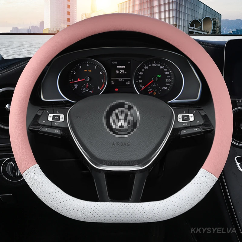 Microfiber Leather 38CM Car Steering wheel Cover Anti-Slip for VW Golf 7 Polo Bora Passat Touran CC T6 T5 T4 Auto Accessories