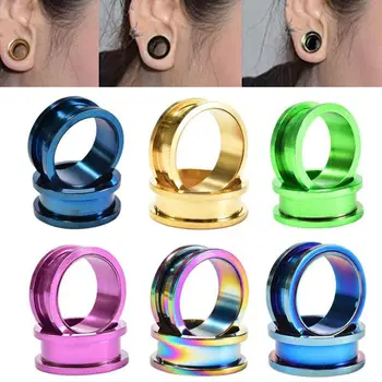 

Ear Piercing Earring Plugs and Tunnels 2PC Steel Flesh Earring Gauges Ear Expander Body Jewelry Sexy Women Accessories Wholesale