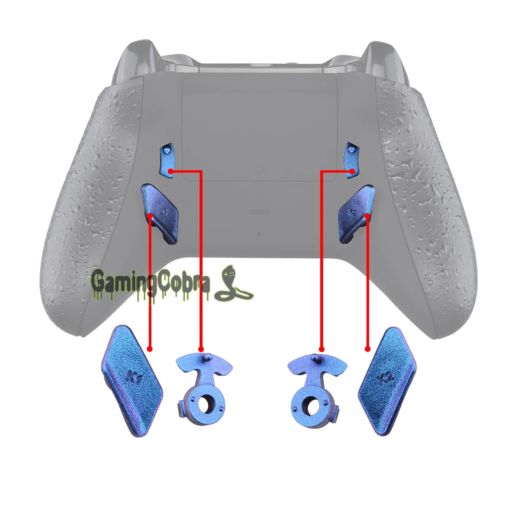 eXtremeRate Chameleon Purple Blue Glossy Buttons K1 K2 Paddles for Xbox One S X Controller LOFTY Remap & Trigger Stop Kit | Электроника