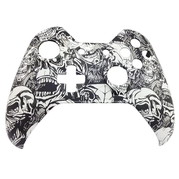 

Skull Pattern Hydro Dipped Cover Top Front Housing Shell Case Faceplate Replacement for Xbox One Controller Standard 3.5 mm Jack