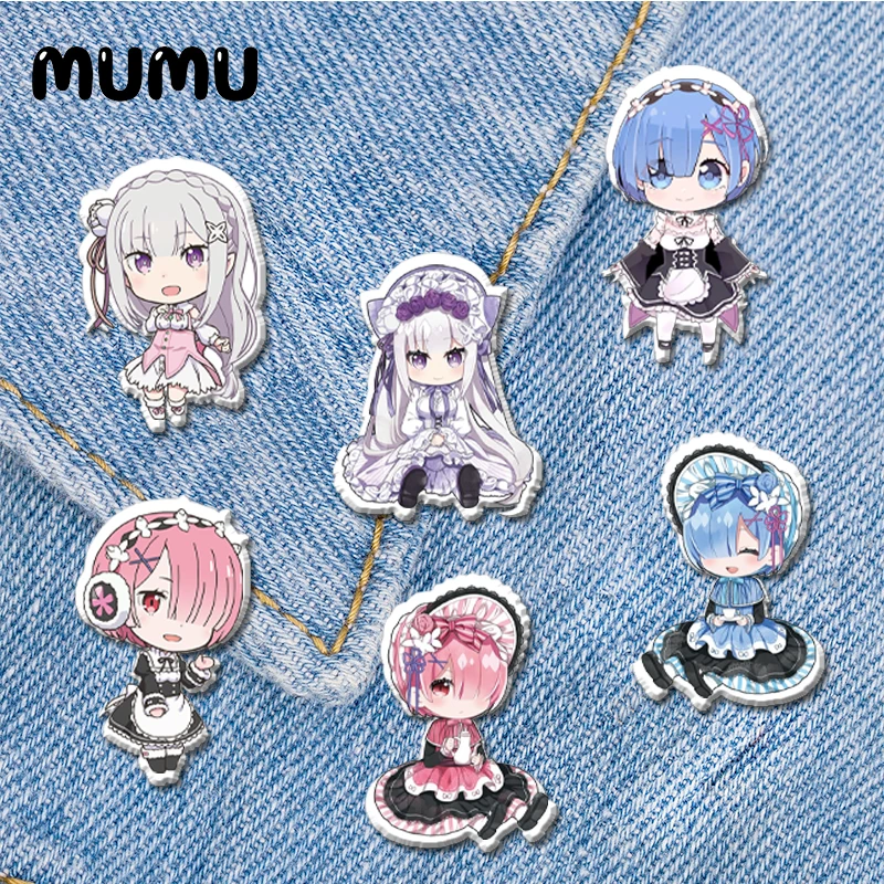 2021 Новинка Re Zero Начальная жизнь в другом мире булавка на лацкан Rem Ram Акриловые