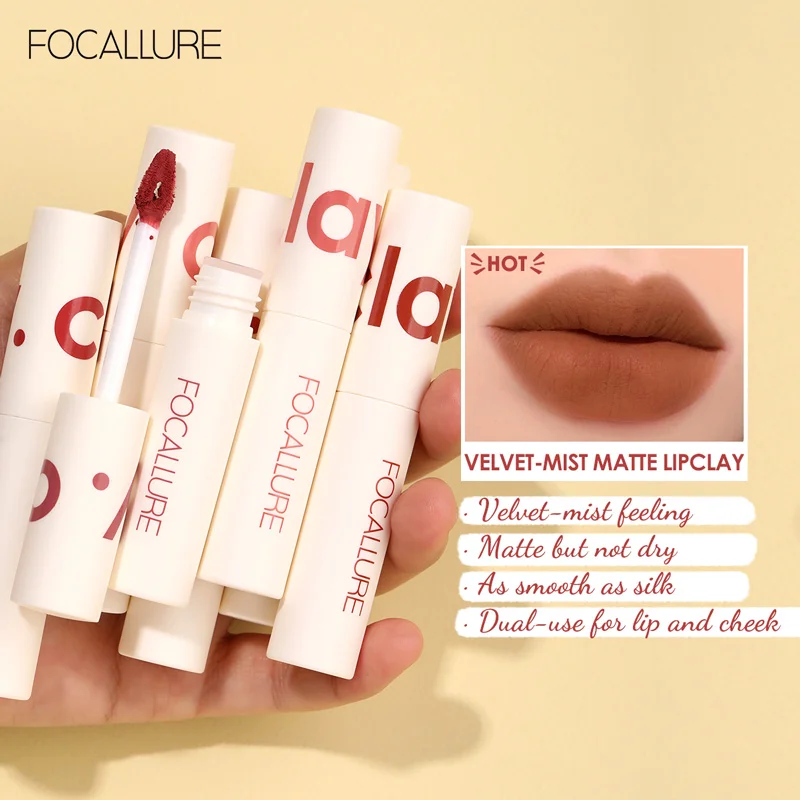 

FOCALLURE Matte Lipstick Lipclay Lipcream Velvet Waterproof Longlasting Dual-use Lip and Cheek Professional Makeup