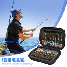 16 шт. сплошной черный Жесткий корпус EVA Переносные Чехлы с крючками для рыбалки Спиннер композитные Приманки Металлические блесны рыболовные приманки