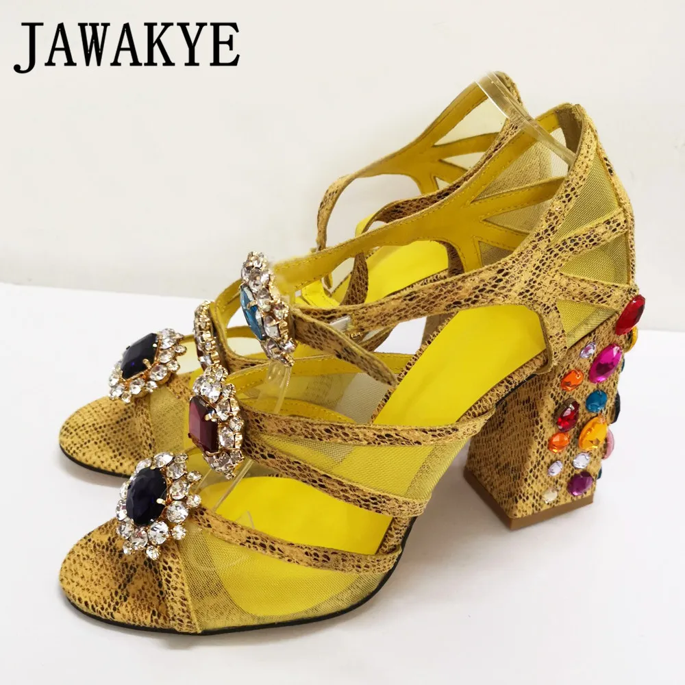 yellow rhinestone sandals