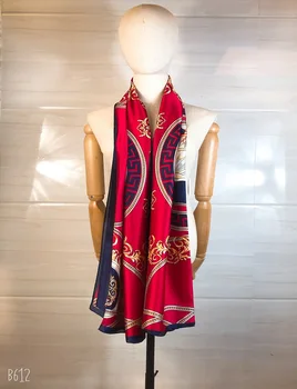 

2020 New Spring Women Red and White Silk Scarf Bandana Fashion Soft Lady Designer Female Shawls Wraps Long Size Foulard Hijabs