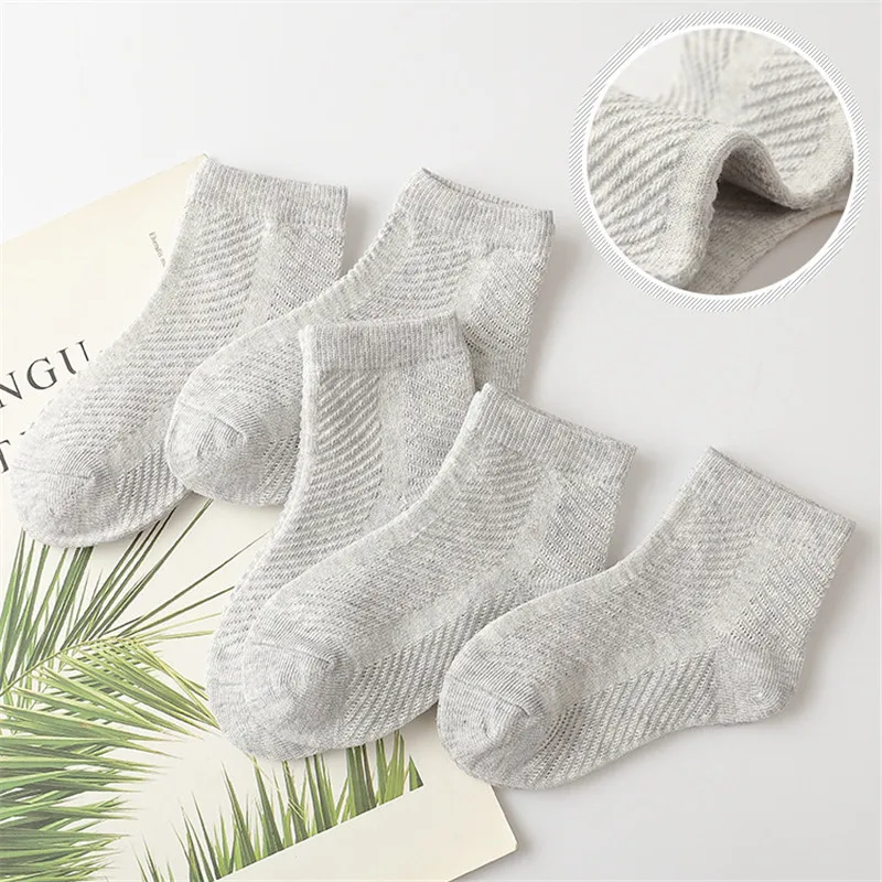 Children Cotton Socks Summer Thin Breathable Knit Mesh Soft Solid White Fashion Boy Girl Baby Student Kids Black Socks For 1-12Y