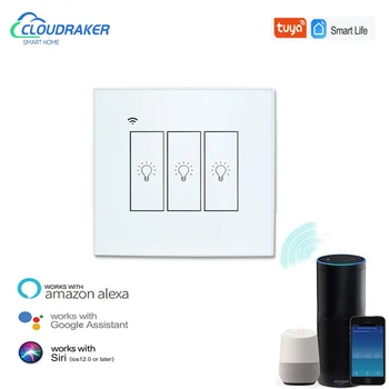 

Tuya Wifi Smart Light Switch Glass Touch Panel Wireless App Remote Wall Switches Voice Control by Siri Alexa Google Home 3 Gang
