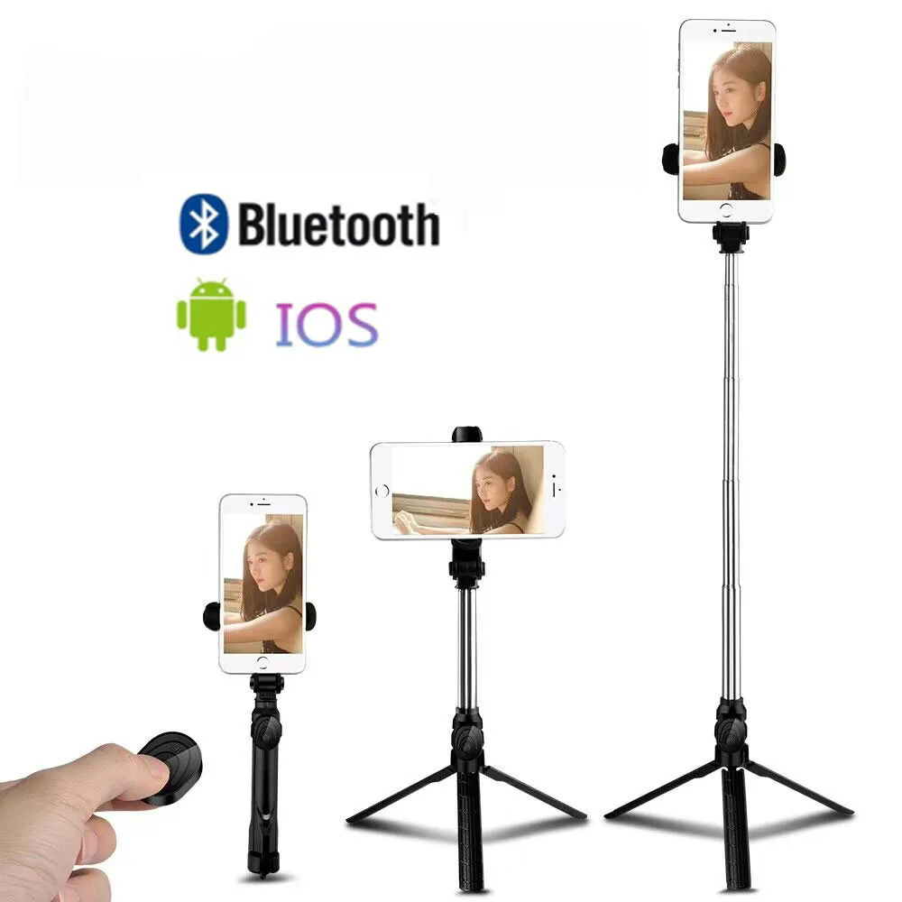 Palo de selfi inalámbrico por Bluetooth para iphone/Android, palo de selfi plegable, monopié de mano, obturador extensible, trípode