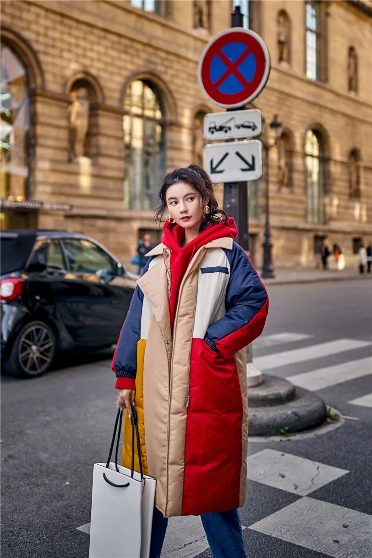 Новое поступление, зимнее пальто в стиле Харадзюку, женская модная длинная куртка,, Женская парка, негабаритная Женская куртка с хлопковой подкладкой