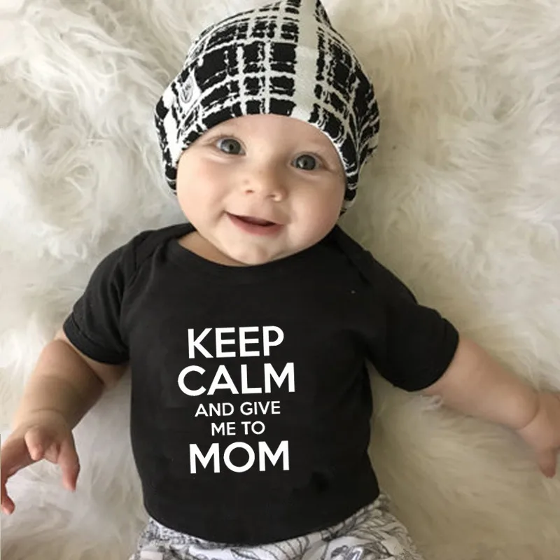 Keep Calm and Give Me To Mom Детские комбинезоны от 0 до 18 месяцев, Песочник Комбинезон хлопковый комплект одежды - Цвет: Черный