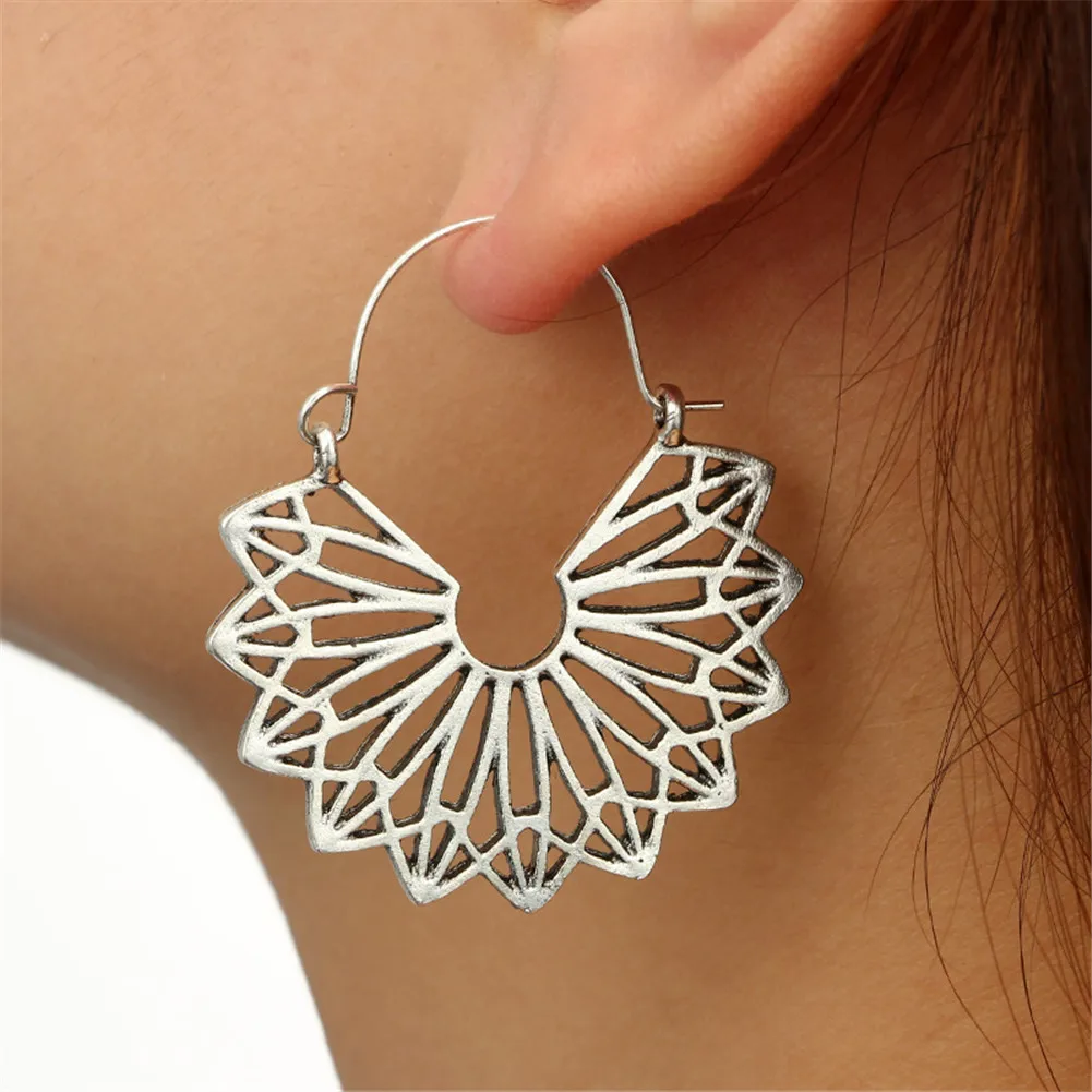 Bohemian Flower Earrings Dangle Drop Vintage Tribal Hollow Lotus Mandala Flower Floral Basket Earrings Ear for Women Jewelry