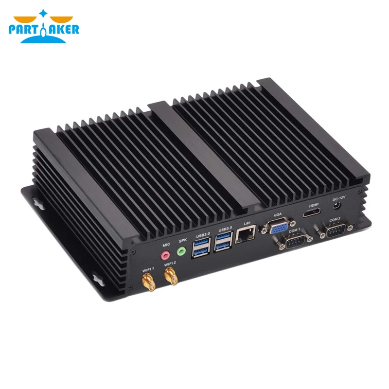 Partaker Fanless Industrial Mini PC Intel i7 10510U i7 8565U i5 8265U 2*DDR4 Msata+M.2 PCIE Mini PC Windows 10 HTPC Nuc VGA HDMI