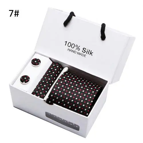 SB07 5 шт мужской платок-галстук манжеты пуговицы Подарочная коробка Набор Шелковый 35 стильный галстук костюм свадебные аксессуары подарок - Цвет: SB07