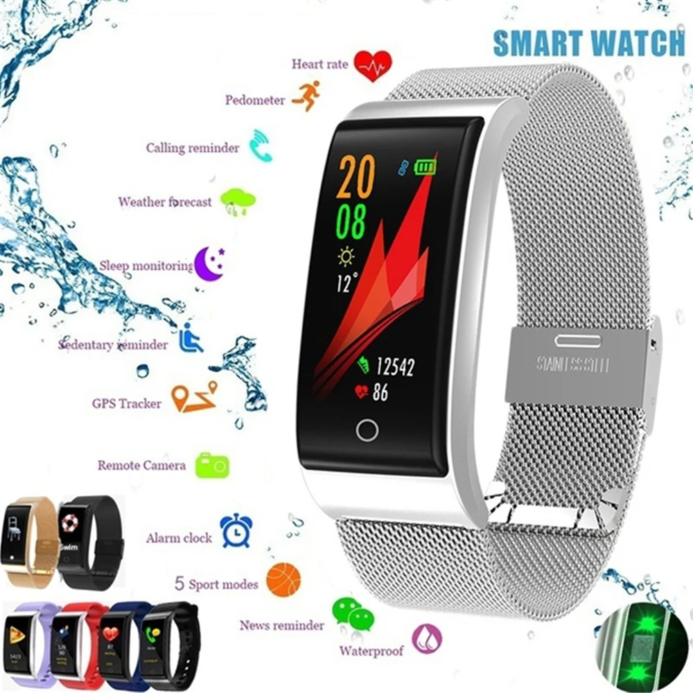 

F4 Smart Band Metal Wristband Blood Pressure Heart Rate Monitor GPS Sport Fitness IP67 Smart Bracelet Men Watch For Android IOS