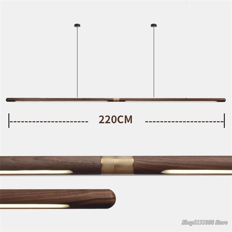 Черный орех обеденный стол деревянный подвесной светильник s дизайнерская простота полосы светодиодные подвесные лампы домашний декор светильник для столовой