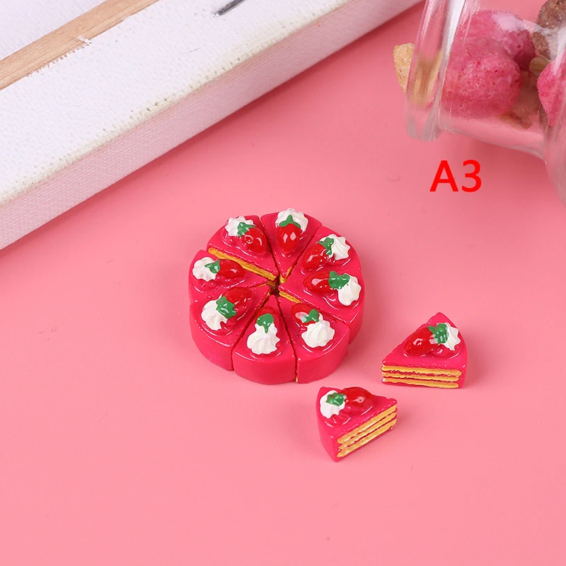 5pcs/10PCS Flat Back DIY Miniature Artificial Fake Food Cake Resin Cabochon Decorative Craft Play Doll House Toy Random Color