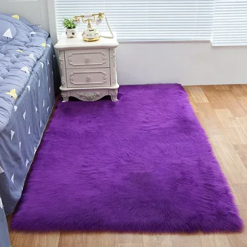 

European Modern Long Hair Non-slip Silk Floor Mat Living Room Coffee Table Rug Bedroom Bed Thick Carpet Rectangular Blanket