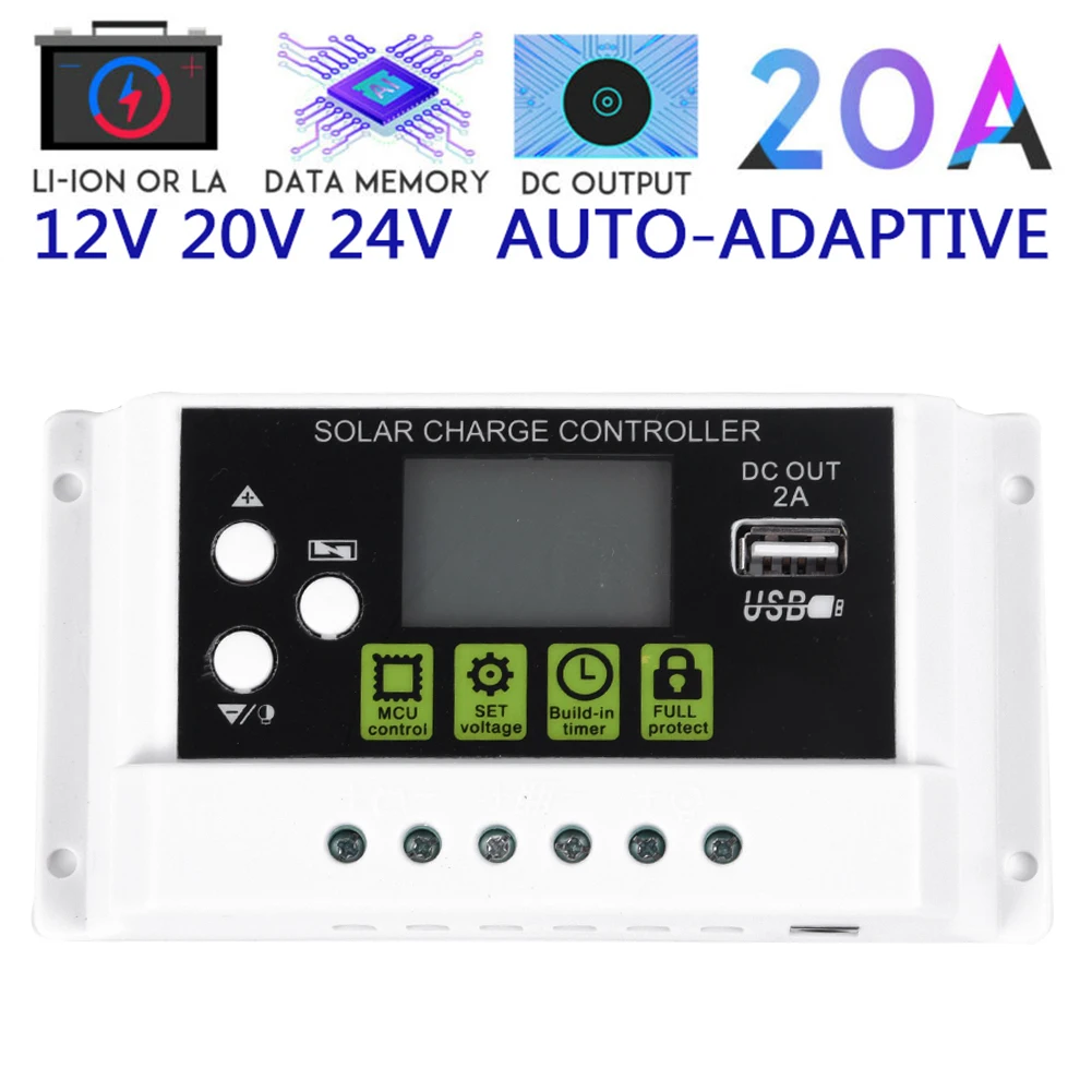 

20A LCD Display Solar Panel Charge Controller Li-ion & Lead Acid Battery Change