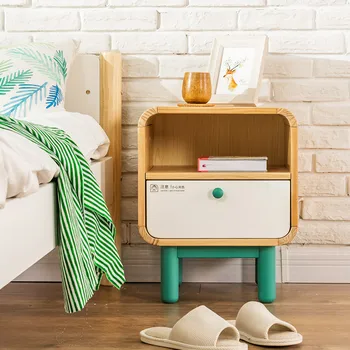 

Nordic bedside cabinet solid wood children bedside cabinet bedroom Mini creative simple cabinet locker