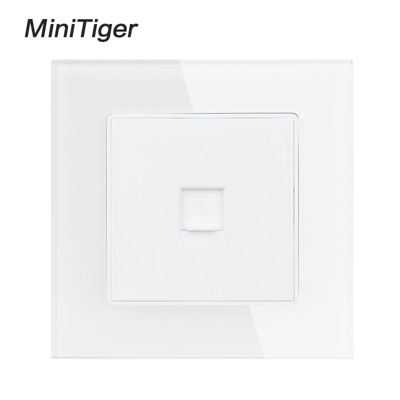 Minitiger Хрустальная стеклянная панель 1 банда RJ45 Интернет Джек CAT6 разъем компьютерная розетка настенный сокет данных - Тип: White