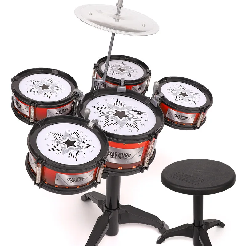 

[Wood Forest] CHILDREN'S Jazz Drum Kit Jazz Drum Music Toy Percussion Instrument Baby Early Childhood Educational 3-6-Year-Old