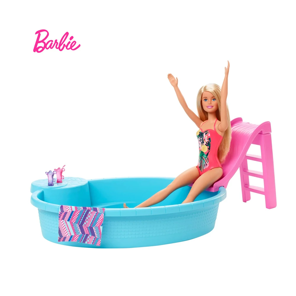 

Barbie Doll Swimsuit Barbie fun Pool Slide Playset Blonde Doll Toy Fashion Kids Toy Christmas Gift GHL91