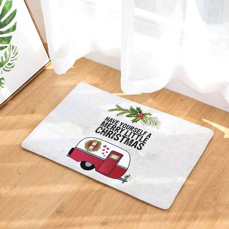 Doormat New Year Doormat Cute Warm House Printed Floor Mat for Home Welcome Doormats Indoor Home Carpets Decor 50x80CM navidad