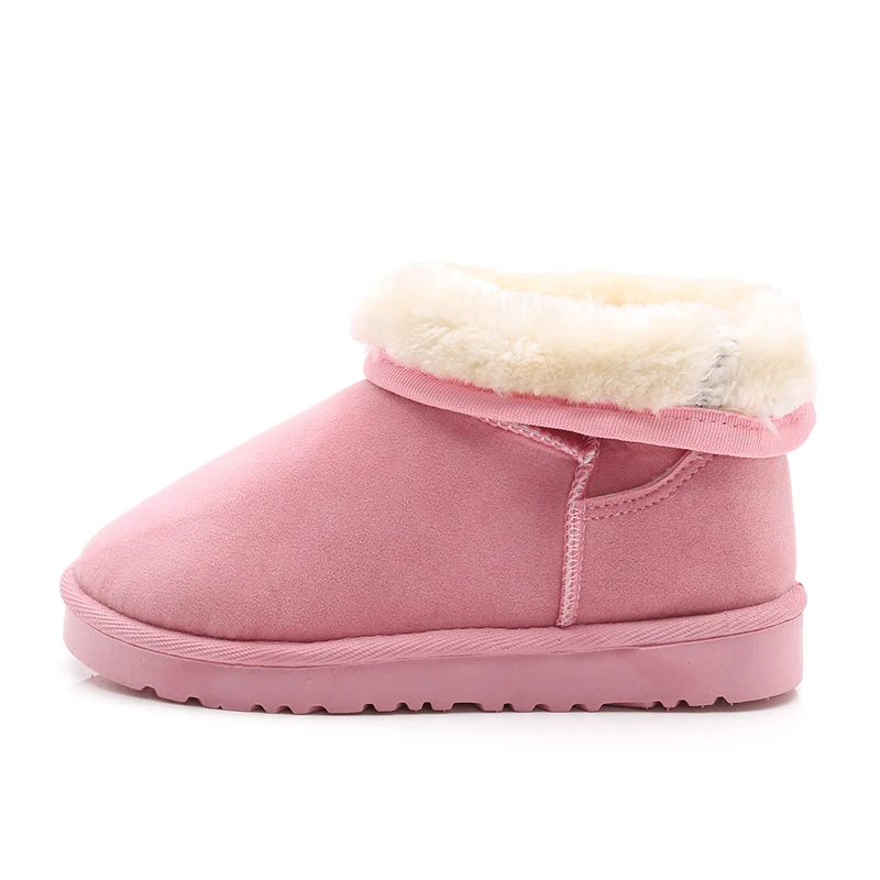 Детская Хлопковая обувь; модные короткие ботинки; детские ботинки на плоской подошве для мальчиков и девочек; теплые зимние ботинки