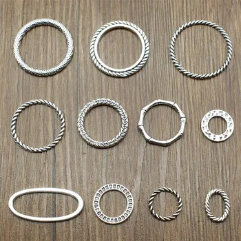

20pcs/lot Charms Round & Oval Loops Connector DIY Jewelry Findings For Jewelry Making Accessories Antique Silver Color