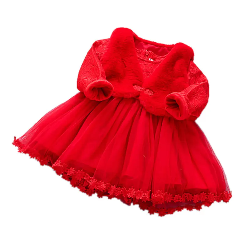 

Baby girl clothes winter thick warm lace tutu baby girl red dress skirt new year dress skirt princess dress baby girl skirt