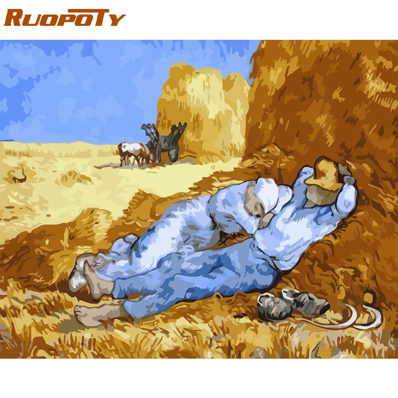 

RUOPOTY Frame Picture Diy Painting By Numbers Figure Picture Coloring By Numbers Acrylic Handpainted Oil Painting For Home Decor