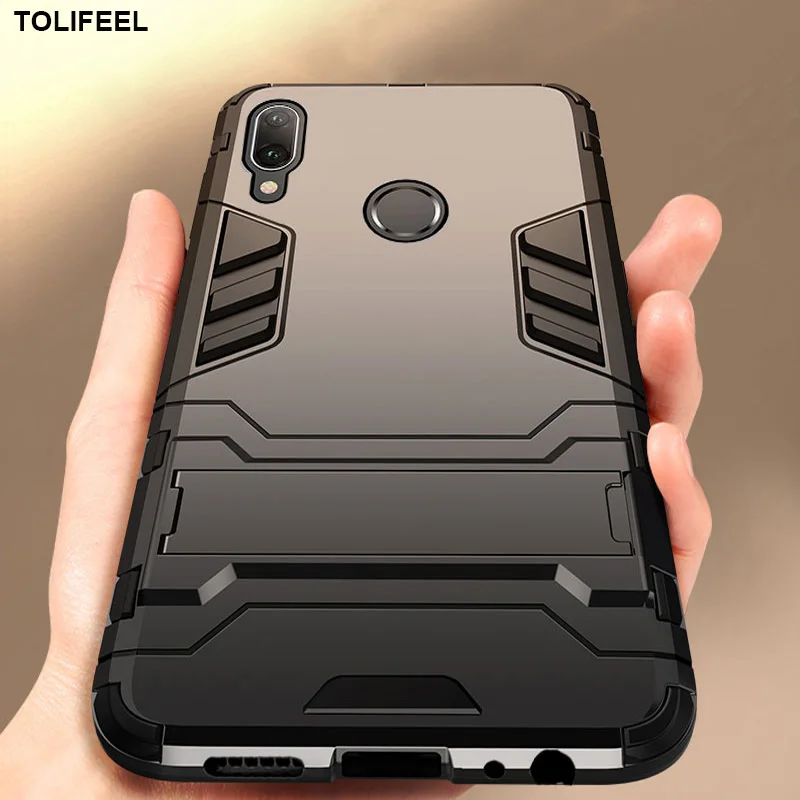 Чехол для Huawei Y7 2019 силиконовый чехол противоударный жесткий армированный ПК робот тонкие задние Чехлы