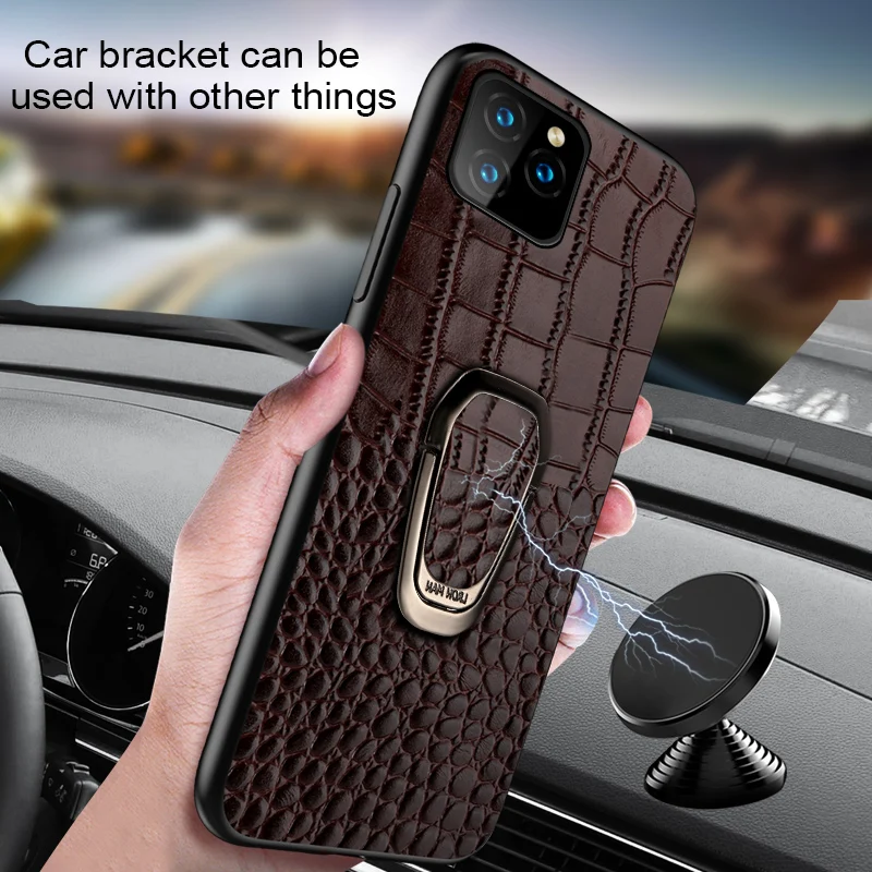 Signalshin Magnetic ring holder case for Huawei P40 P30 Mate 20 30 Pro Luxury Genuine leather car cover nova 6 6se 5 5i pro | Мобильные