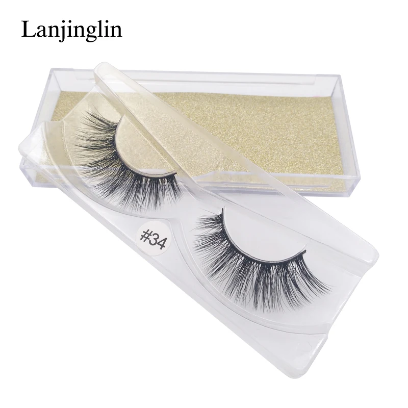 LANJINGLIN, 1 пара, натуральные длинные накладные ресницы, полная полоса, ресницы, норковые ресницы для наращивания, макияж, накладные ресницы, искусственные ресницы, W34G