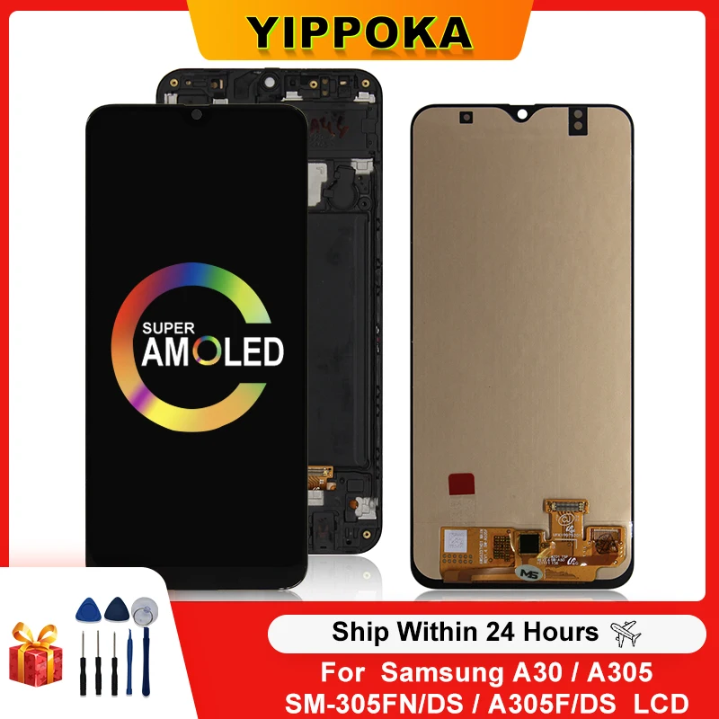 6 4 &quotAMOLED для Samsung galaxy A30 LCD SM-A305F/DS дисплей сенсорный экран дигитайзер деталь в