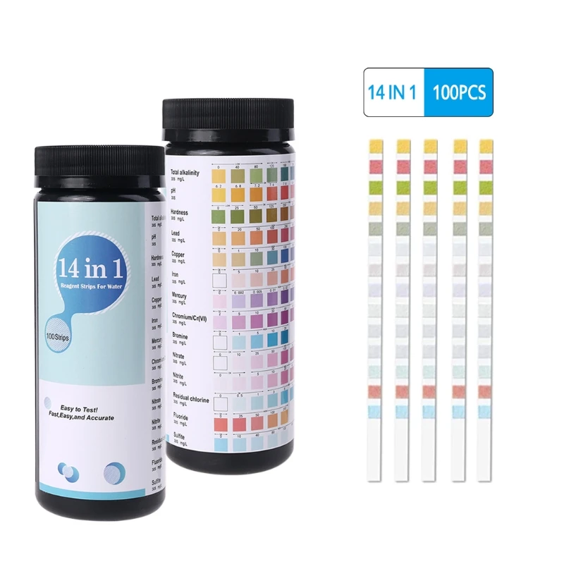 50/100Pcs Drinking Water Test Strips Upgrade 14-in-1/16-in-1 Water Quality Test for Well Tap Easy Quick Detect Hardness PH