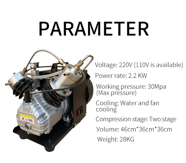 Compresseur d'air DCCMS 30MPa 1800W Eletronic PCP pour Plongée sous-marine  avec Affichage