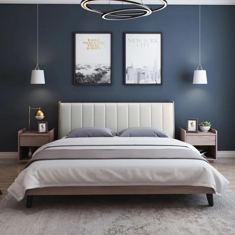 Кровать в скандинавском стиле, Современная Минималистичная кровать, спальня, двуспальная кровать, 1,8 метров, экономичная, однометровая, пятиместная кровать, маленькая квартира, тарелка, кровать - Цвет: 150X200CM