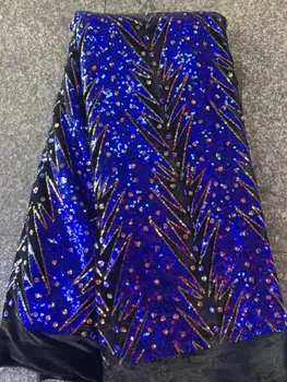 

New African Wedding Lace Fabric With Sequins 5Yards Nigerian Bridal French Tulle Lace Fabric 2019 High-Quality Lace Materials
