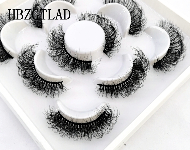 5 pairs 3D mink false eyelashes natural makeup eyelash extension long cross volume soft fake eye lashes winged faux cils