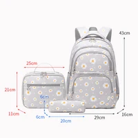 3 Pcs/Set Children School Backpack Girl School Bags Teenage Mochila Feminina Lunchbox Student With Pencil Case Kids 2023 Black 6