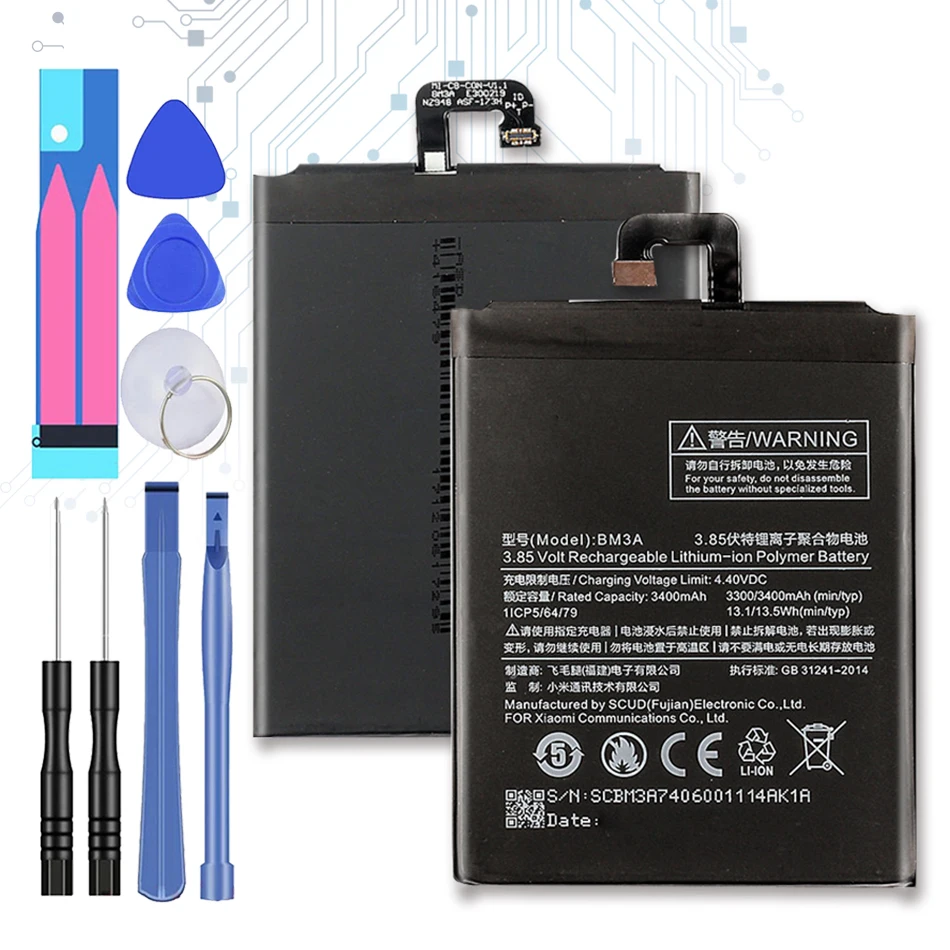 Запасная батарея BM3A для Xiaomi Mi Note 3 3300mAh с кодом отслеживания|Аккумуляторы