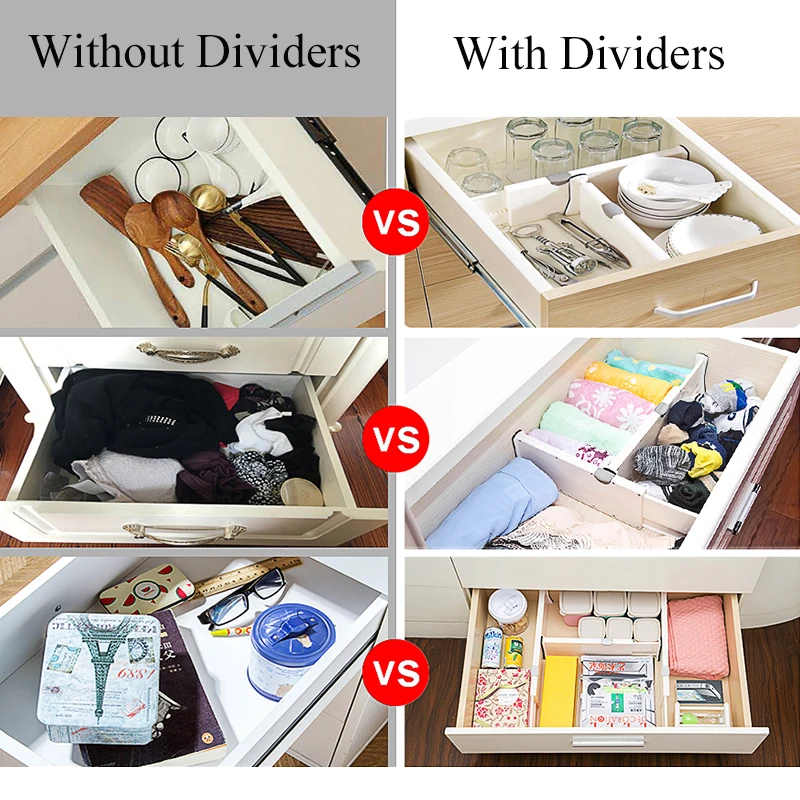 Adjustable Tall Drawer Dividers,Inch, Drawer Organizers for Clothes, Locks  in Place, Use for Bedroom, Bathroom, Kitchen & Office - AliExpress