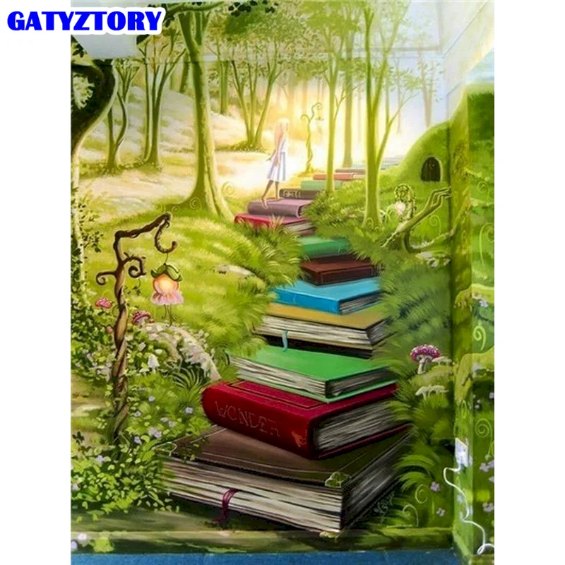 GATYZTORY 60x75cm Frame Diy Painting By Numbers White Blue Flower Handmade  DIY Gift Foe Adults Children Home Decoration