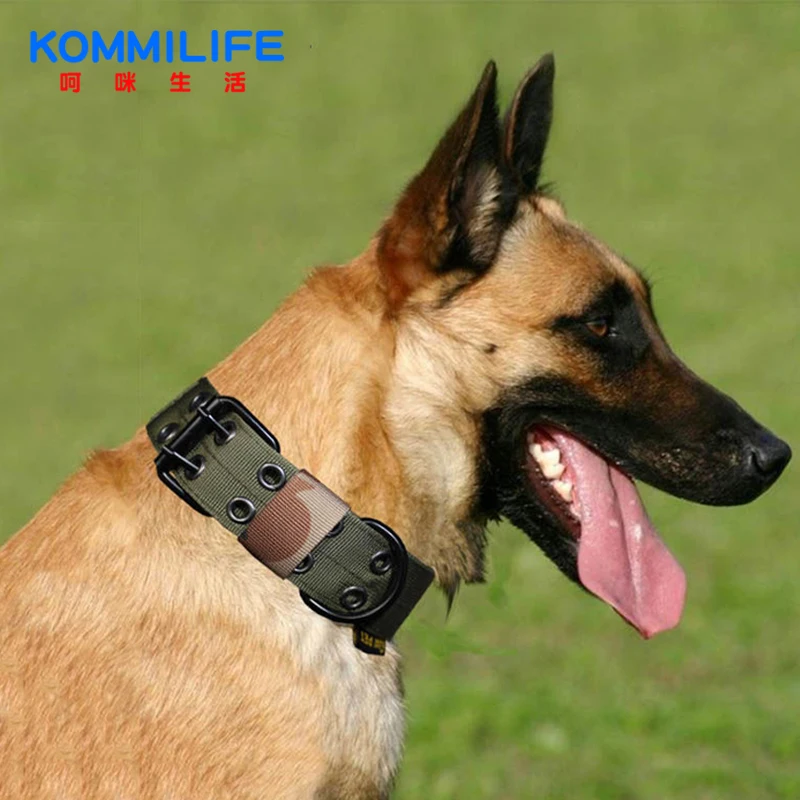 

Nylon Personalized Dog Collar Adjustable Tactical Camouflage Dog Collar Durable Pet Collar With Name Tag Outdoor Dog Supplies