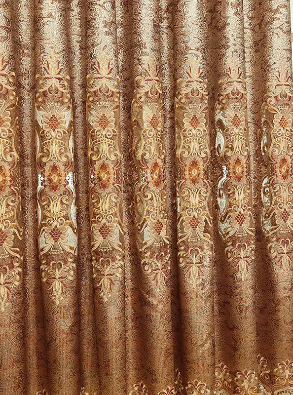 Европейский роскошный коричневый шторы вуаль вышивка отвесный тюль для гостиной спальни окна балдахин - Цвет: cloth