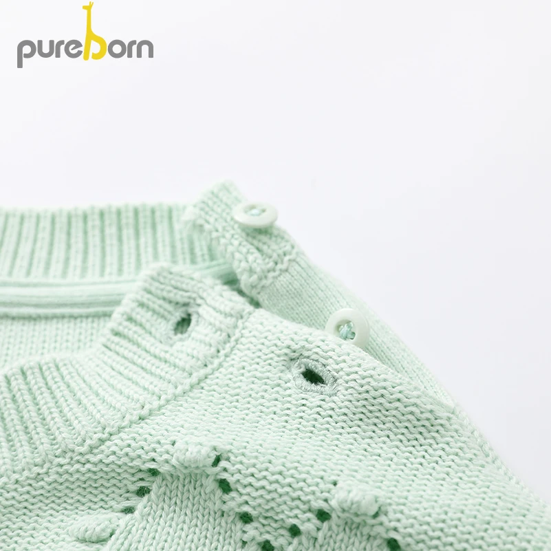 Pureborn/вязаные свитера для малышей; Верхняя одежда для новорожденных; повседневные топы с длинными рукавами; Одежда для мальчиков и девочек; сезон весна-осень-зима